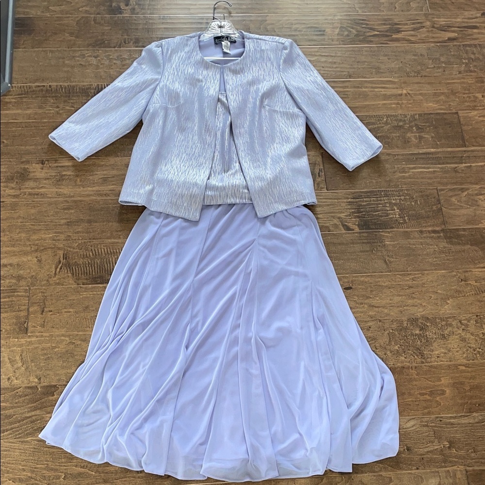 Alex Evenings Shimmering Lilac Skirt Set - Picture 2 of 7